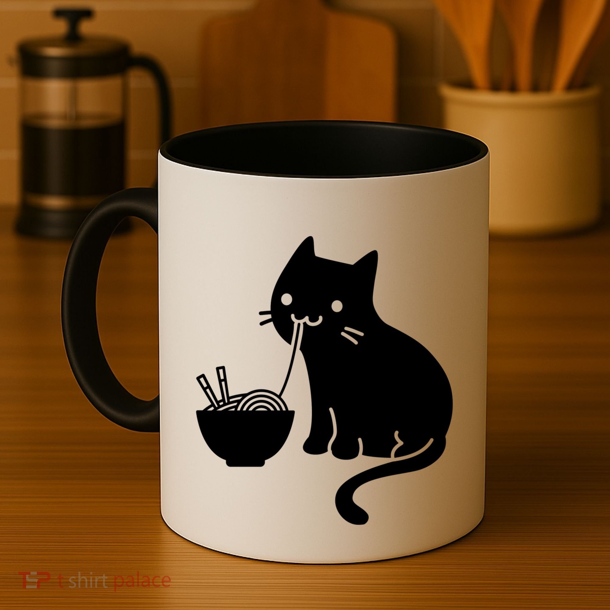 Cute Cat Eating Ramen Coffee Mug