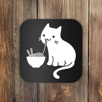 Cute Cat Eating Ramen Coaster