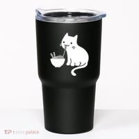 Cute Cat Eating Ramen Tumbler thumb 0