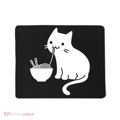 Cute Cat Eating Ramen Mousepad