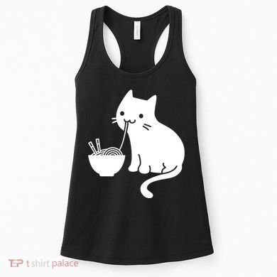 Cute Cat Eating Ramen Women's Tank Top