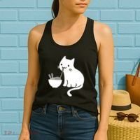 Cute Cat Eating Ramen Women's Tank Top thumb 2