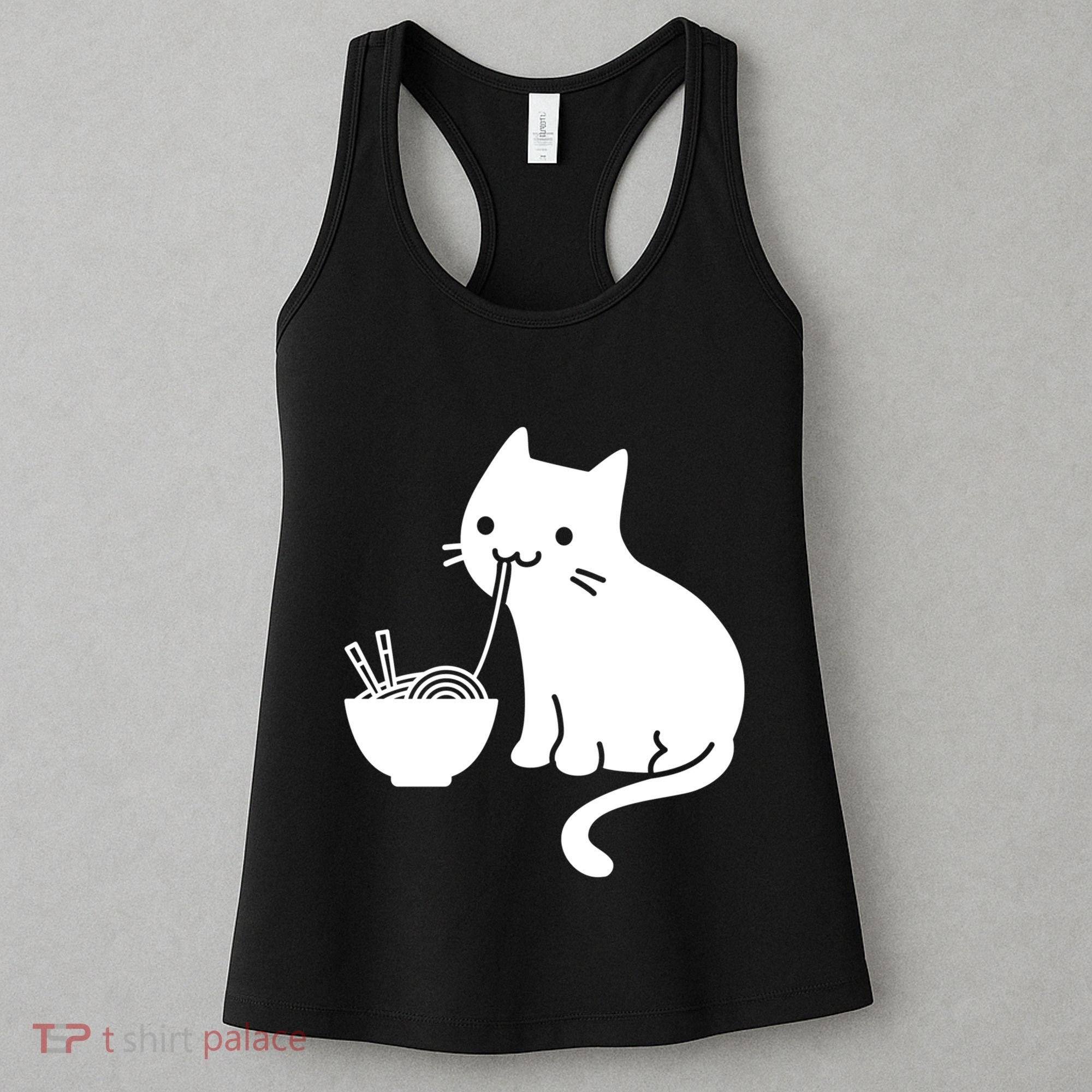 Cute Cat Eating Ramen Women's Tank Top
