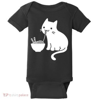 Cute Cat Eating Ramen Baby Bodysuit