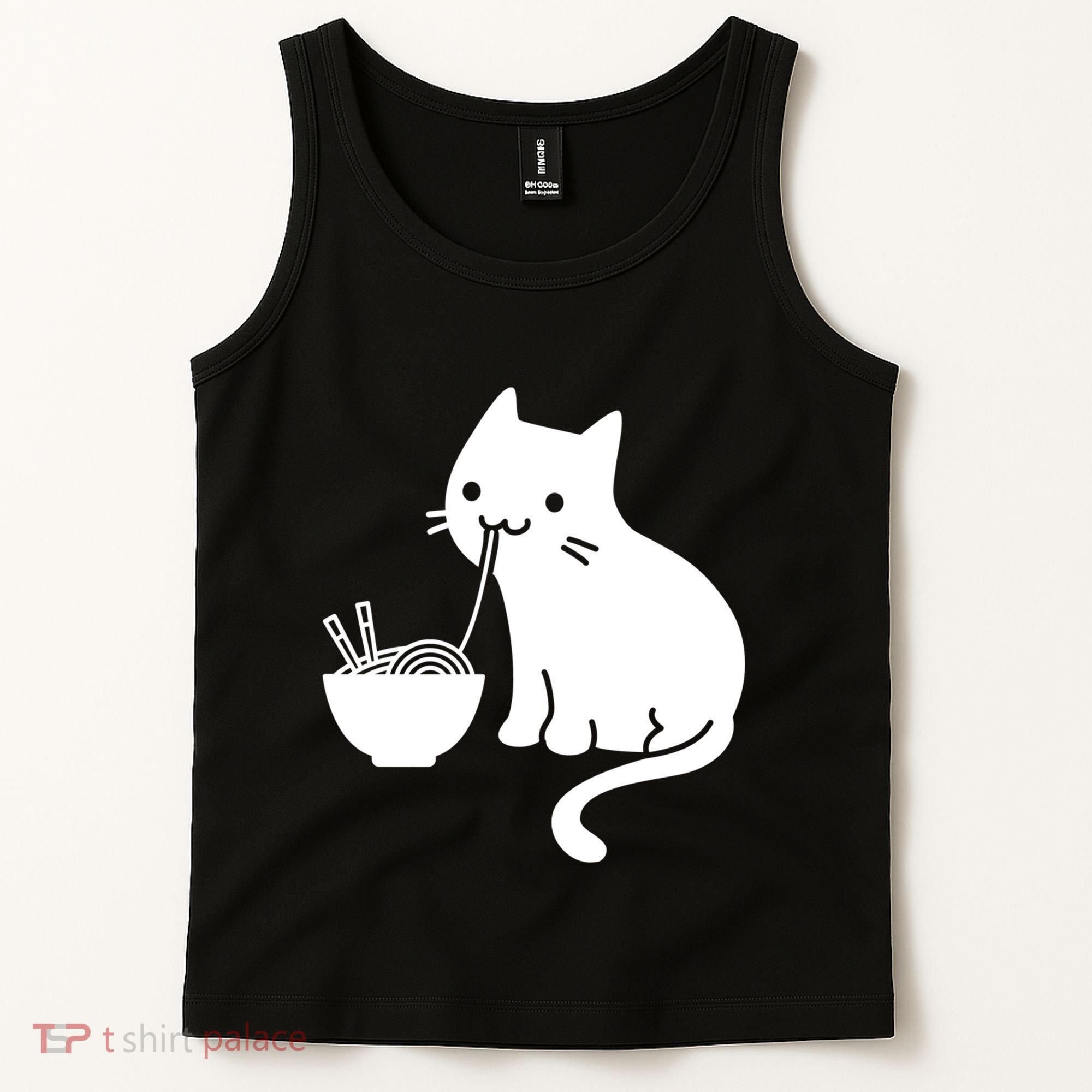 Cute Cat Eating Ramen Tank Top