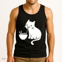 Cute Cat Eating Ramen Tank Top thumb 3