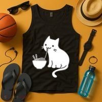 Cute Cat Eating Ramen Tank Top thumb 4