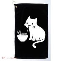 Cute Cat Eating Ramen Golf Towel thumb 0