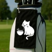 Cute Cat Eating Ramen Golf Towel thumb 2