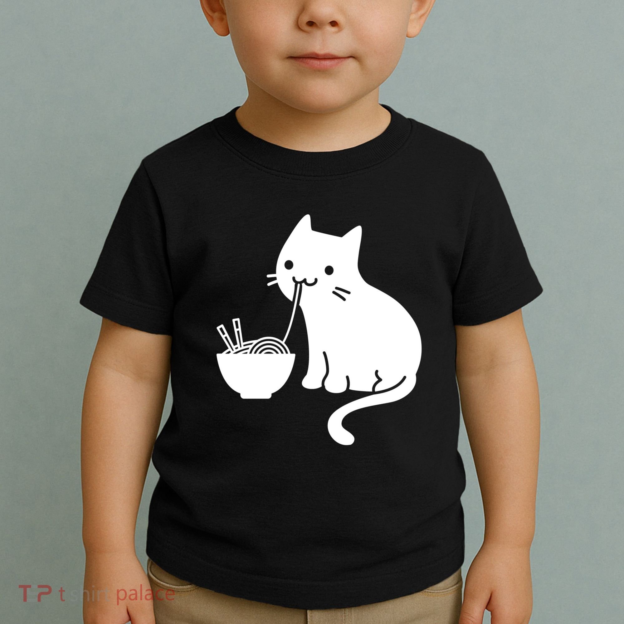 Cute Cat Eating Ramen Toddler T-Shirt