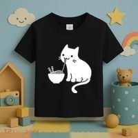 Cute Cat Eating Ramen Toddler T-Shirt thumb 3