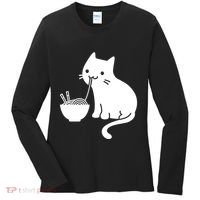 Cute Cat Eating Ramen Women's Long Sleeve Shirt thumb 0