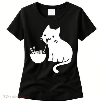 Cute Cat Eating Ramen Women's T-Shirt