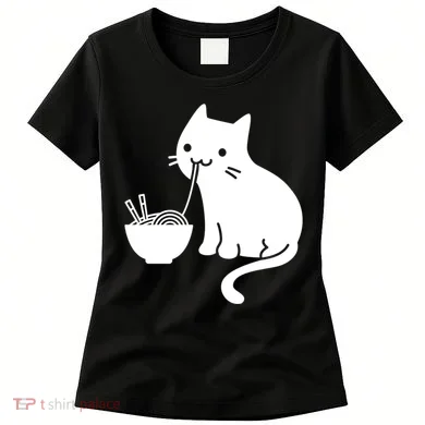 Cute Cat Eating Ramen Women's T-Shirt