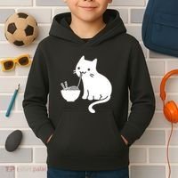 Cute Cat Eating Ramen Kids Hoodie thumb 2