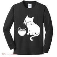 Cute Cat Eating Ramen Kids Long Sleeve Shirt thumb 0