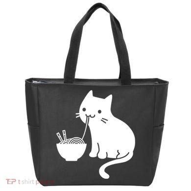 Cute Cat Eating Ramen Tote Bag