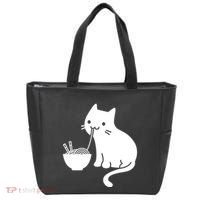 Cute Cat Eating Ramen Tote Bag thumb 0