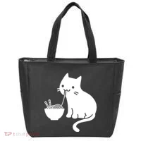 Cute Cat Eating Ramen Tote Bag thumb 0