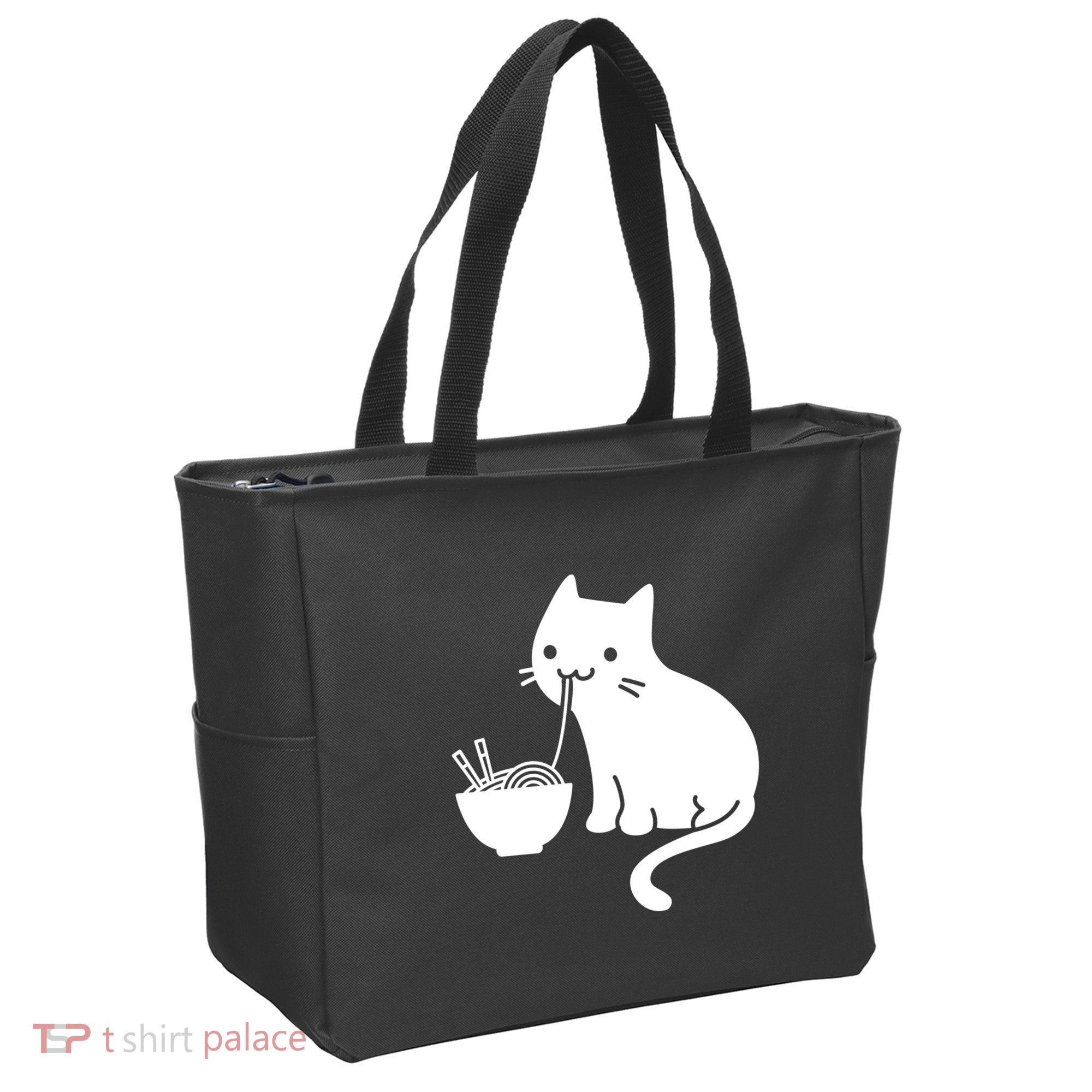 Cute Cat Eating Ramen Tote Bag