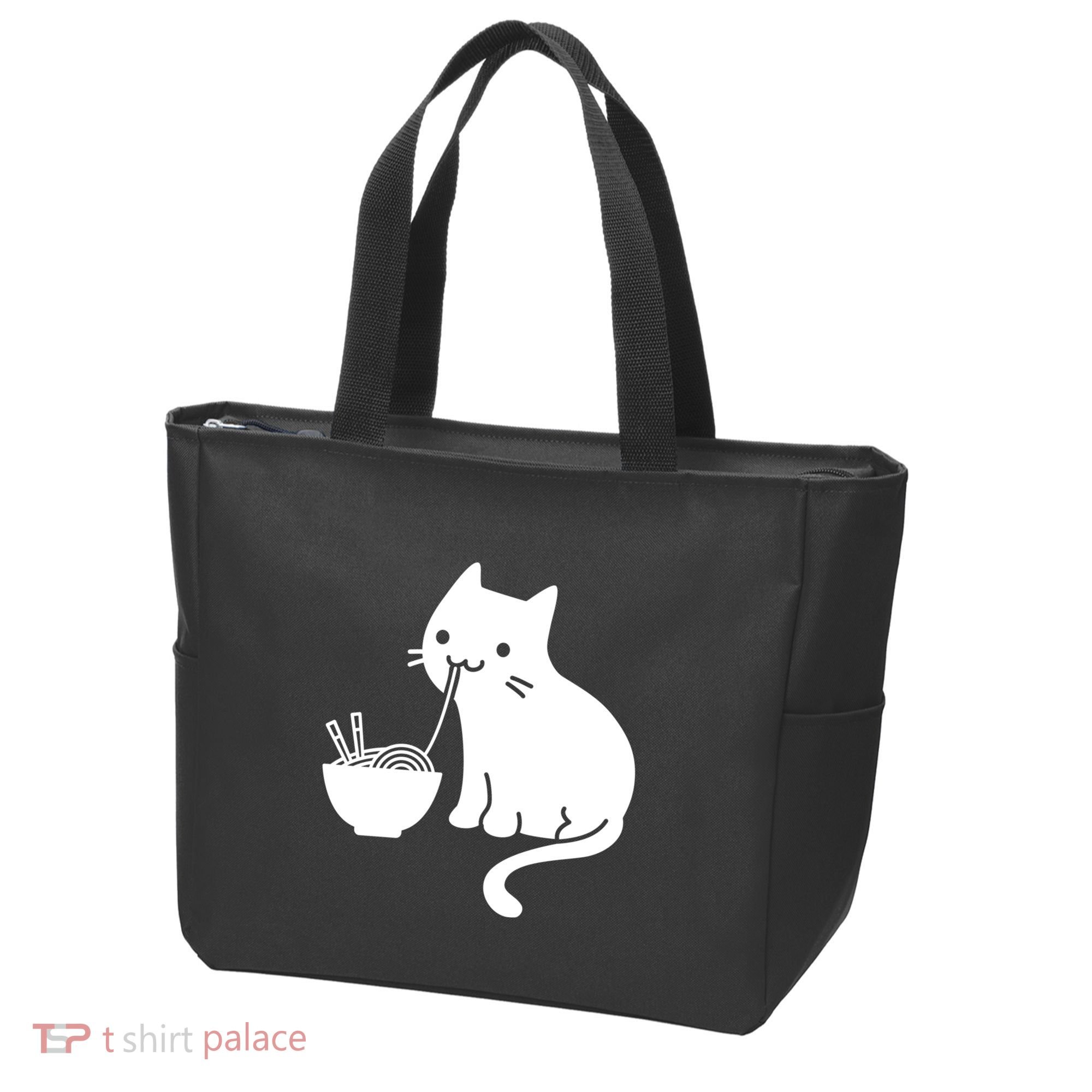 Cute Cat Eating Ramen Tote Bag