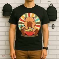 Cute Capybara Eating Ra Funny Animal Anime Manga  T-Shirt thumb 6
