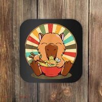 Cute Capybara Eating Ra Funny Animal Anime Manga  Coaster thumb 0