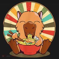 Cute Capybara Eating Ra Funny Animal Anime Manga  Women's Hoodie thumb 2