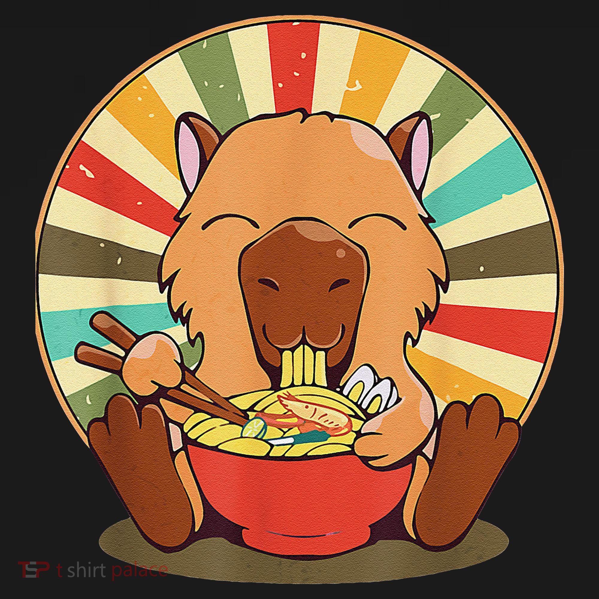 Cute Capybara Eating Ra Funny Animal Anime Manga  Women's Hoodie