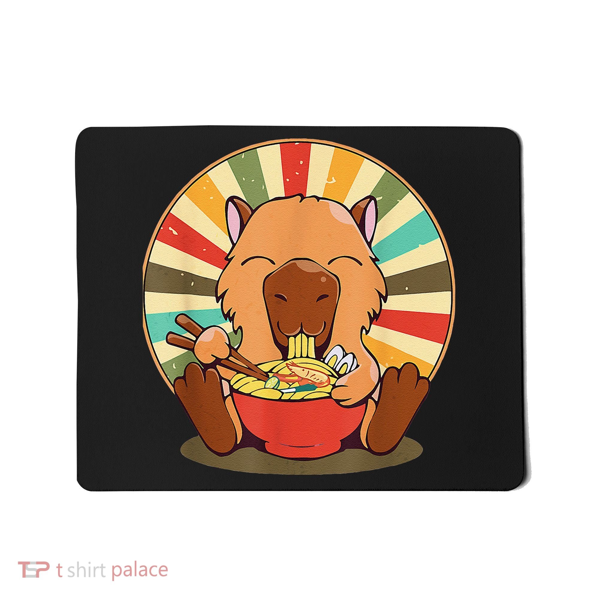 Cute Capybara Eating Ra Funny Animal Anime Manga  Mousepad