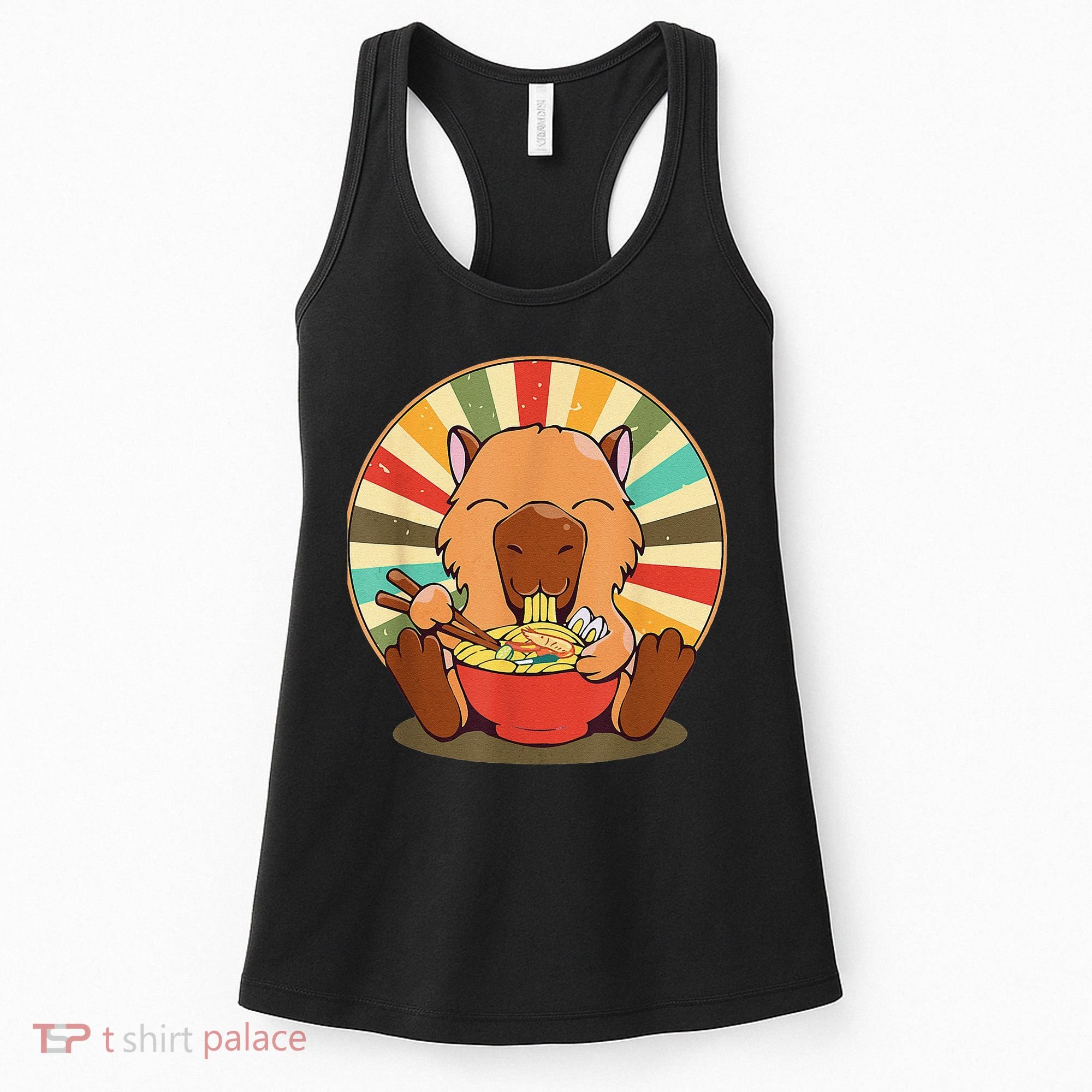 Cute Capybara Eating Ra Funny Animal Anime Manga  Women's Tank Top