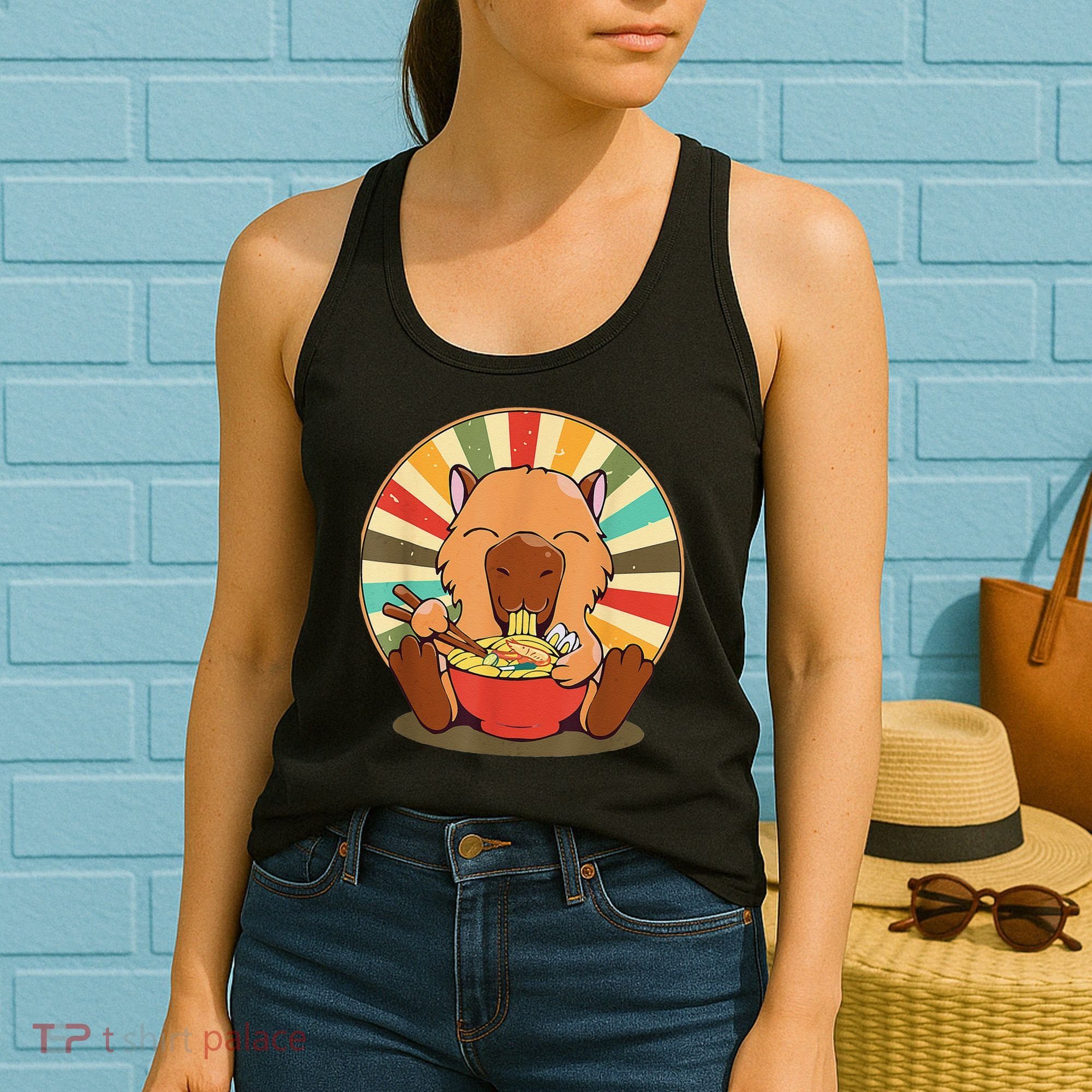 Cute Capybara Eating Ra Funny Animal Anime Manga  Women's Tank Top