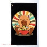 Cute Capybara Eating Ra Funny Animal Anime Manga  Golf Towel thumb 0
