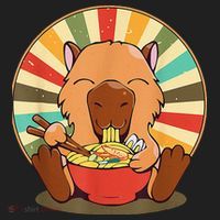Cute Capybara Eating Ra Funny Animal Anime Manga  Golf Towel thumb 3