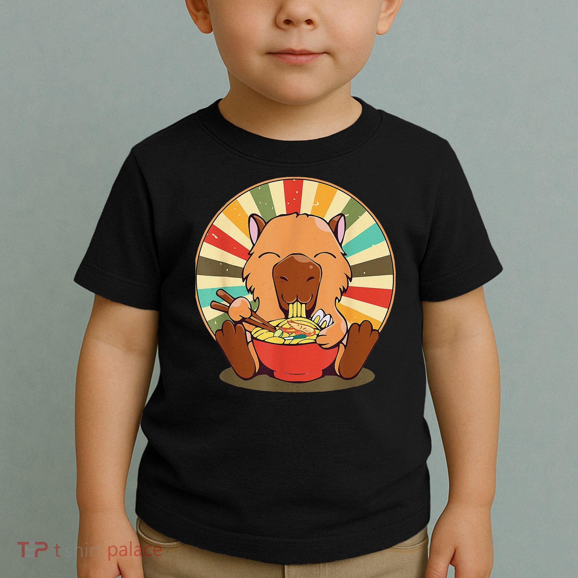 Cute Capybara Eating Ra Funny Animal Anime Manga  Toddler T-Shirt