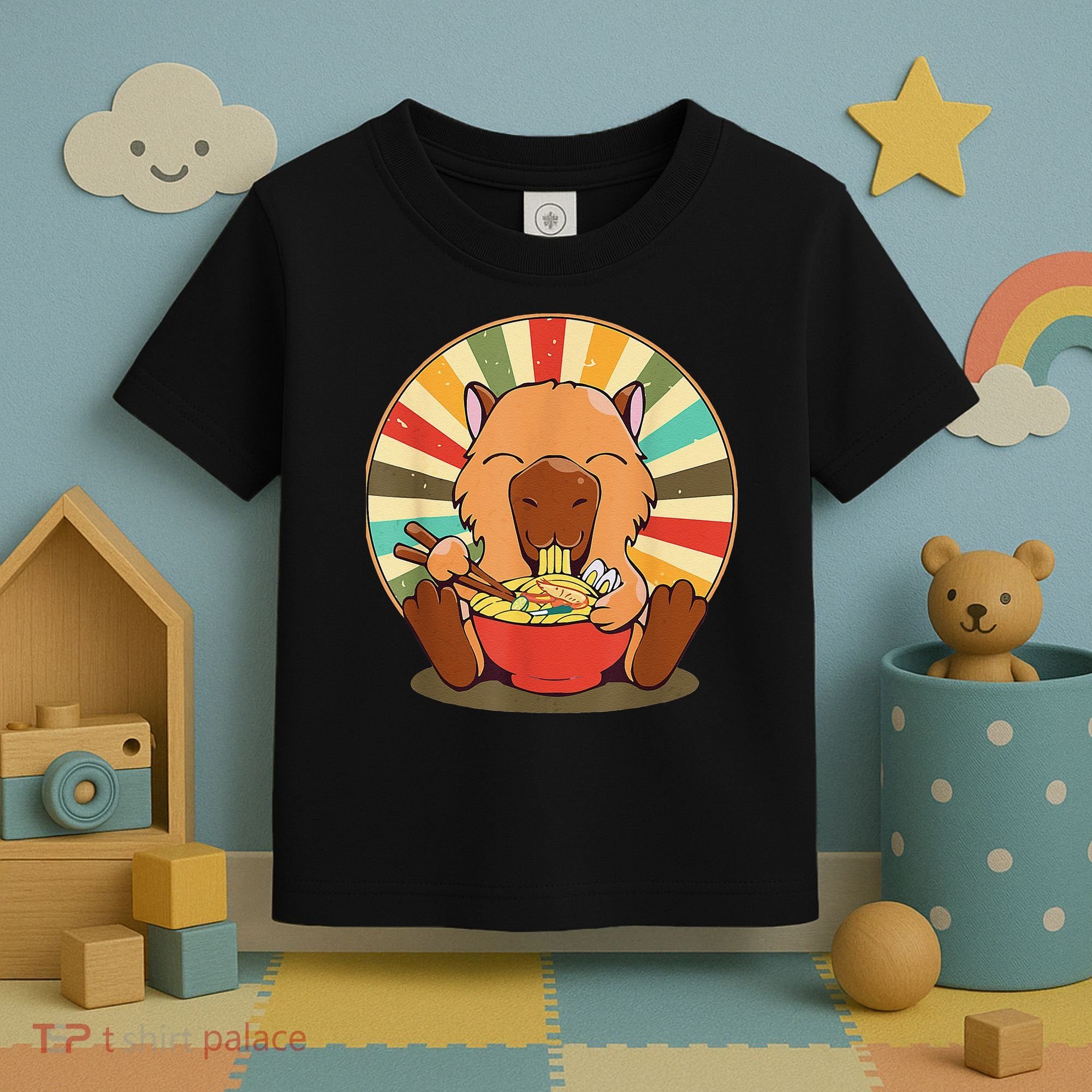 Cute Capybara Eating Ra Funny Animal Anime Manga  Toddler T-Shirt