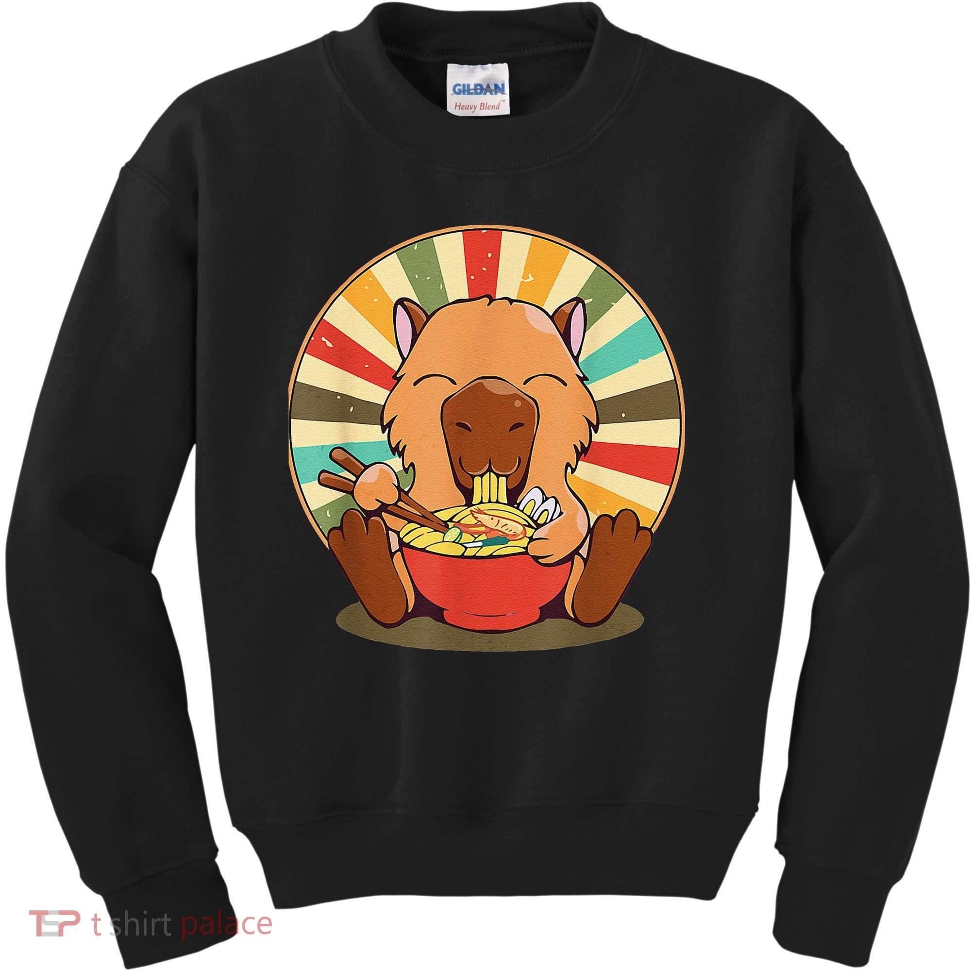 Cute Capybara Eating Ra Funny Animal Anime Manga  Kids Sweatshirt