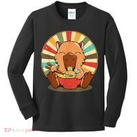 Cute Capybara Eating Ra Funny Animal Anime Manga  Kids Long Sleeve Shirt thumb 0