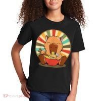Cute Capybara Eating Ra Funny Animal Anime Manga  Kids T-Shirt thumb 2