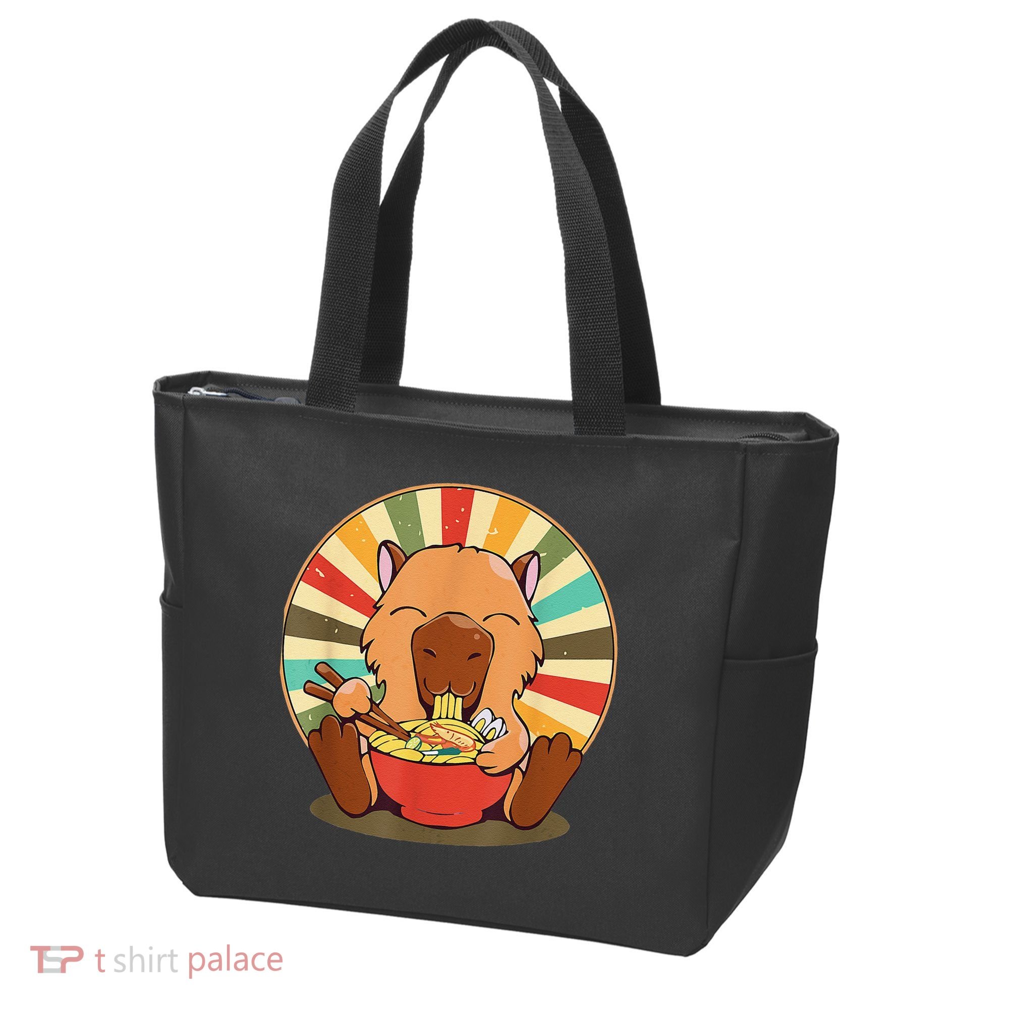 Cute Capybara Eating Ra Funny Animal Anime Manga  Tote Bag