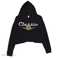 Classic Car Emblem 1956 70th Birthday Crop Fleece Hoodie thumb 0