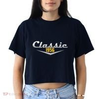 Classic Car Emblem 1956 70th Birthday Women's Crop Top Tee thumb 2