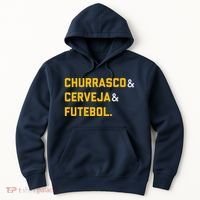 Churrasco Cerveja E Futebol Brazil Soccer Brasil Hoodie thumb 0