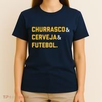 Churrasco Cerveja E Futebol Brazil Soccer Brasil T-Shirt thumb 4