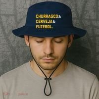 Churrasco Cerveja E Futebol Brazil Soccer Brasil Bucket Hat thumb 2