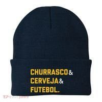 Churrasco Cerveja E Futebol Brazil Soccer Brasil Beanie thumb 0