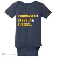 Churrasco Cerveja E Futebol Brazil Soccer Brasil Baby Bodysuit thumb 0
