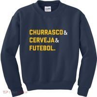 Churrasco Cerveja E Futebol Brazil Soccer Brasil Kids Sweatshirt thumb 0