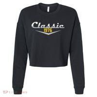Classic Car Emblem 1976 50th Birthday Cropped Pullover Crew thumb 0