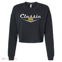 Classic Car Emblem 1986 40th Birthday Cropped Pullover Crew thumb 0